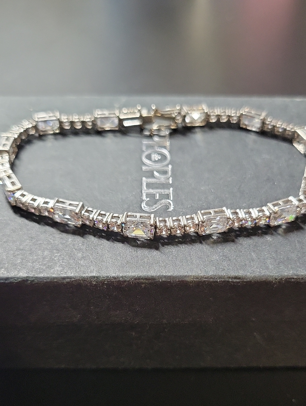 Sterling Silver Crystal Tennis Bracelet - Clear White Stones